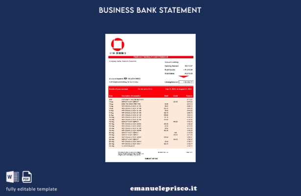 stile verificato Estratto conto aziendale della Banca di Guiyang Modello Word e 